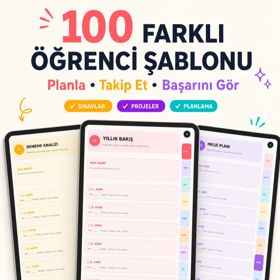 100 Şablonlu Dijital Öğrenci Ajandası — görsel 2