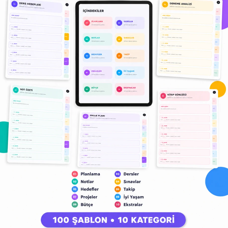 100 Şablonlu Dijital Öğrenci Ajandası — görsel 5